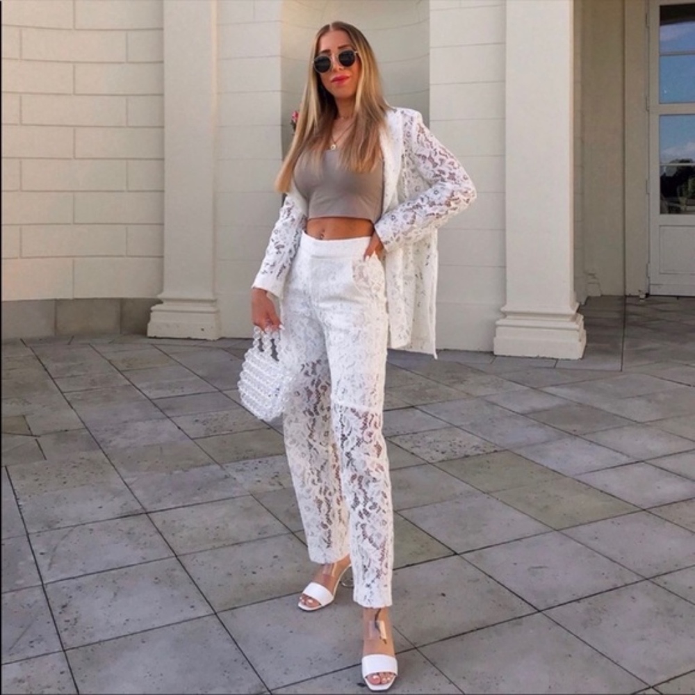 Zara Lace Pants Pockets White S 161/AN - Picture 5 of 5